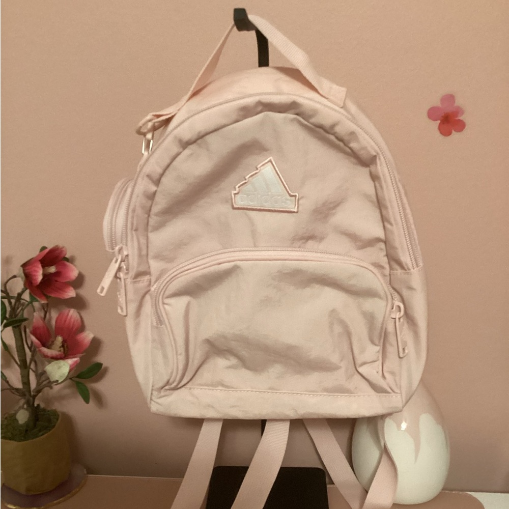 Adidas Light Pink Mini Backpack with Mesh Pocket